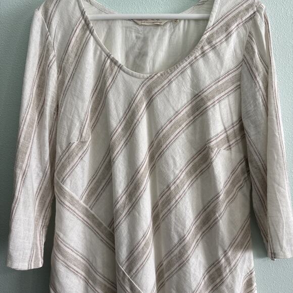 Soft Surroundings Equinox Striped Linen Dress in Neutral Size M - Picture 3 of 6